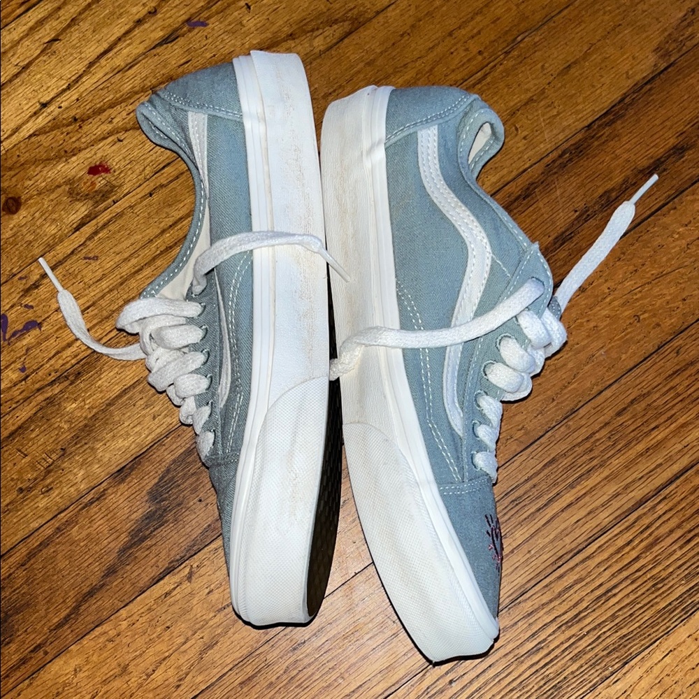 Vans Green and White Casual Old SKool Sneakers - Picture 4 of 6
